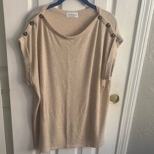 Kaileigh Beige Blouse with Button Details